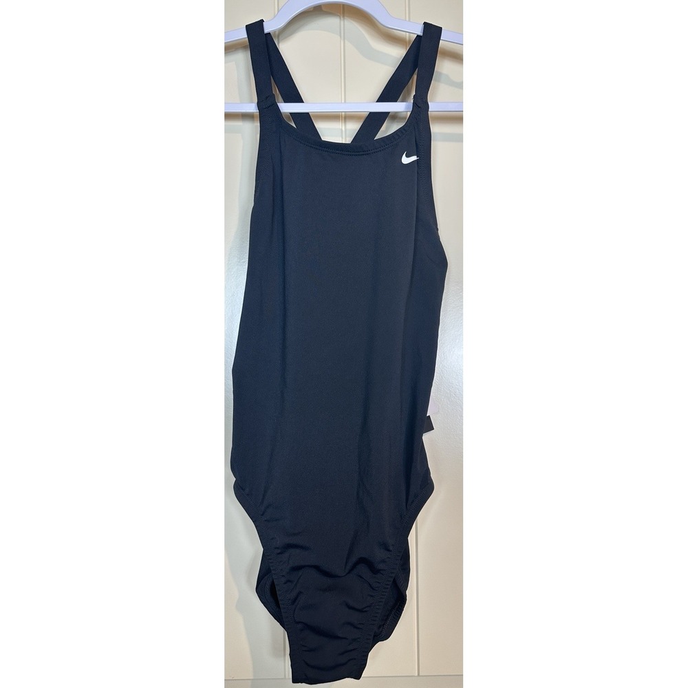 Nike HydraStrong Solid Fastback One Piece Swimsuit NWT black Sz 34 full coverage